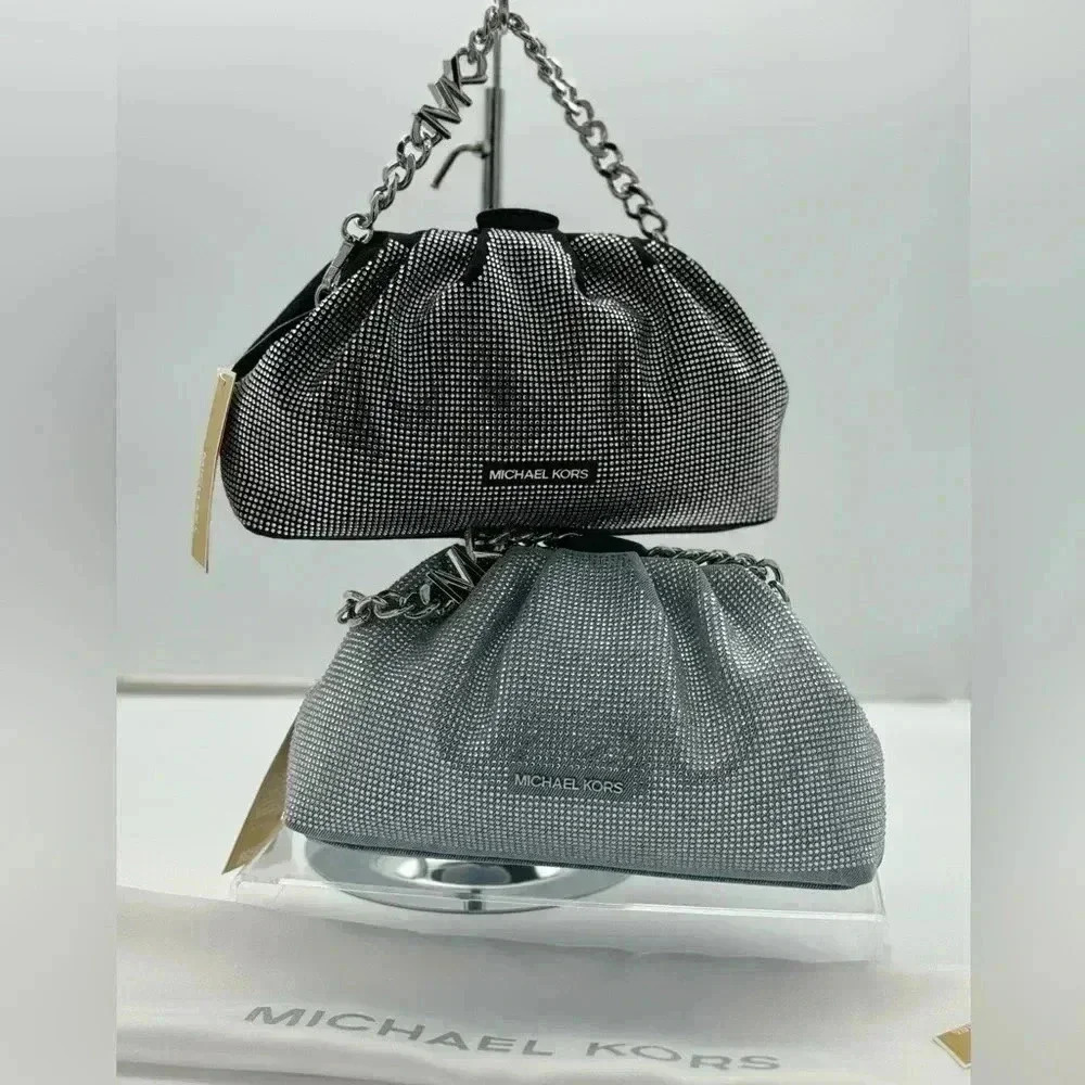 💙💎BNWT Shine Bright like a Diamond 💎 Michael Kors Clutch Blue Denim💙